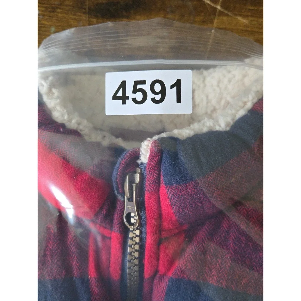 Old Navy Baby Boys Vest 12-18 Months‎ Red Buffalo Plaid Sherpa Lined Quilted